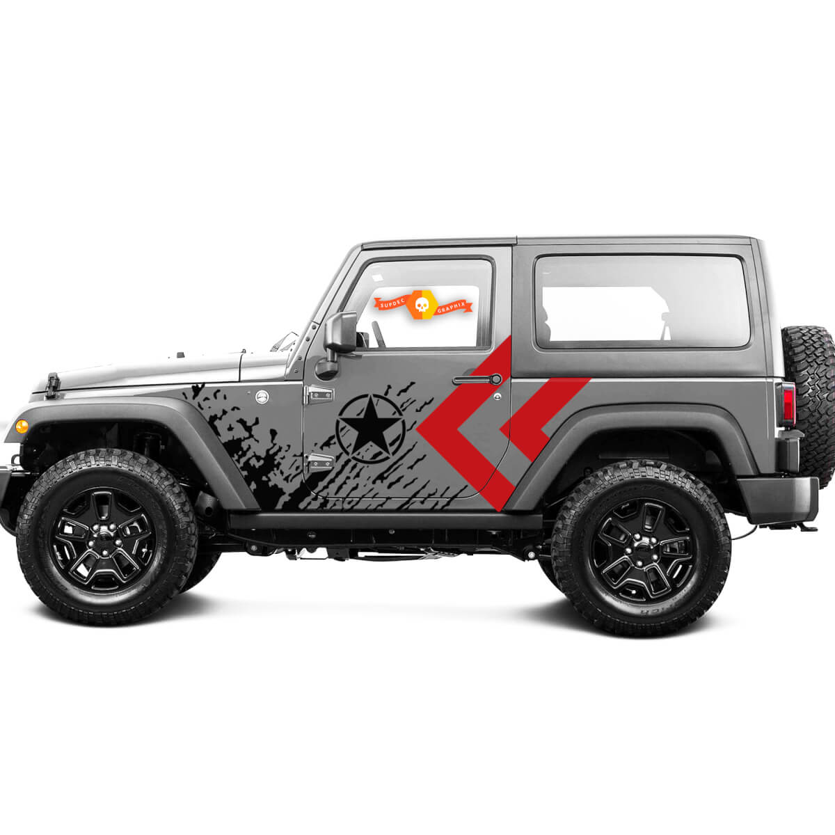 2 Colors New JEEP Decal Sticker mud splash ARMY STAR side door graphics Wrangler Door
