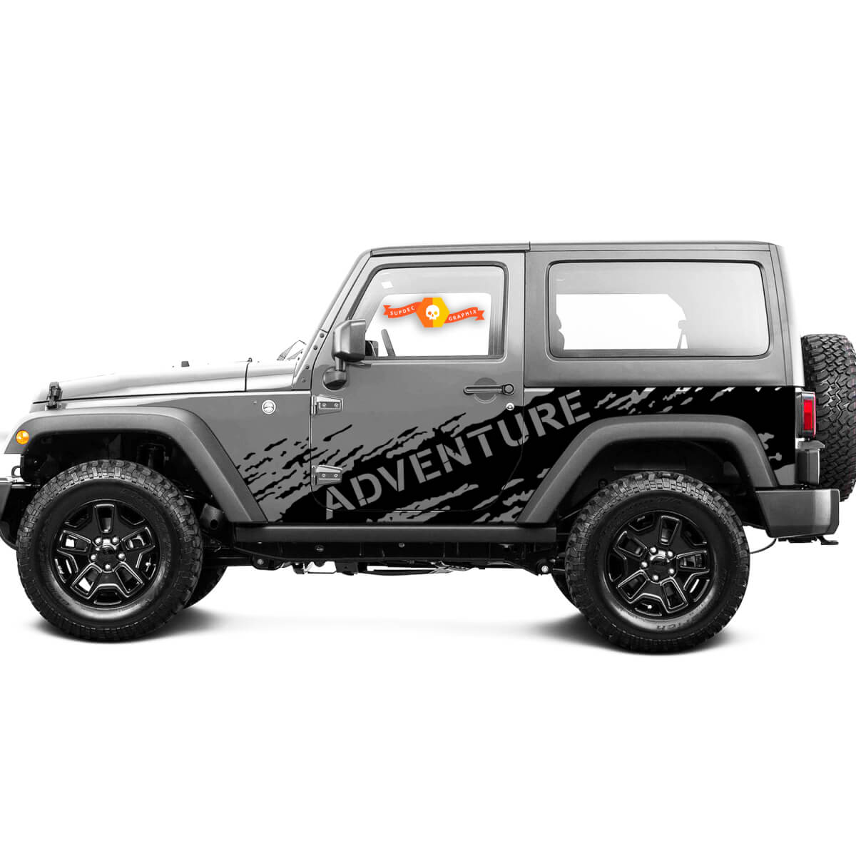2 New JEEP Decal Sticker mud splash ADVENTURE side door graphics Wrangler Door