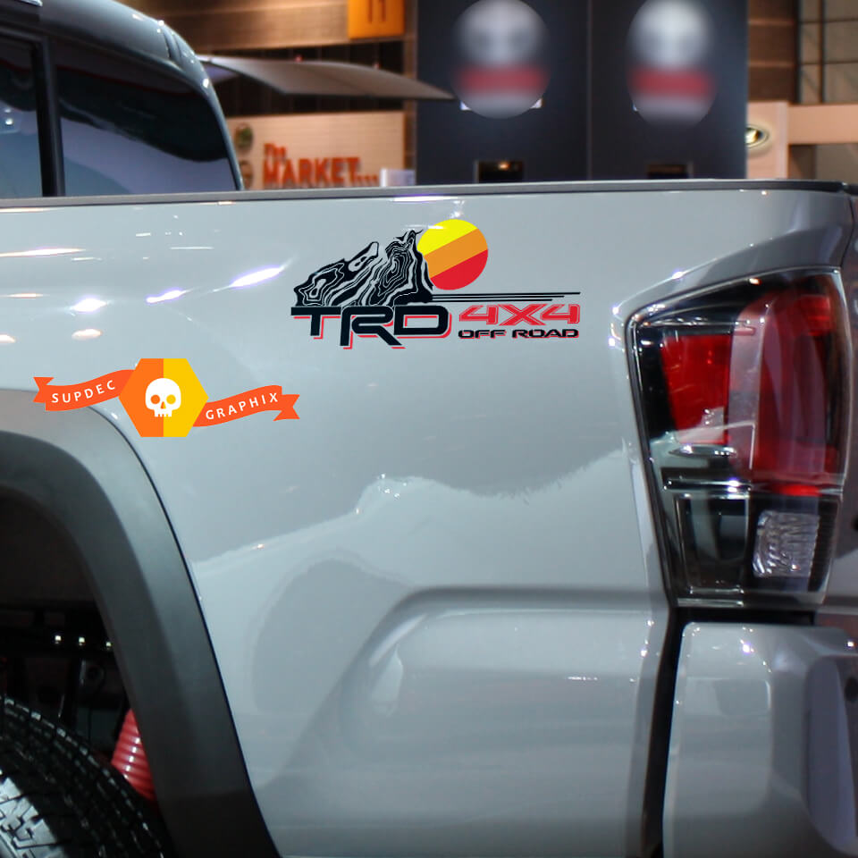 TRD 4x4 Off road with Topographic Vintage Side Vinyl Stickers Decal fit to Toyota Tacoma