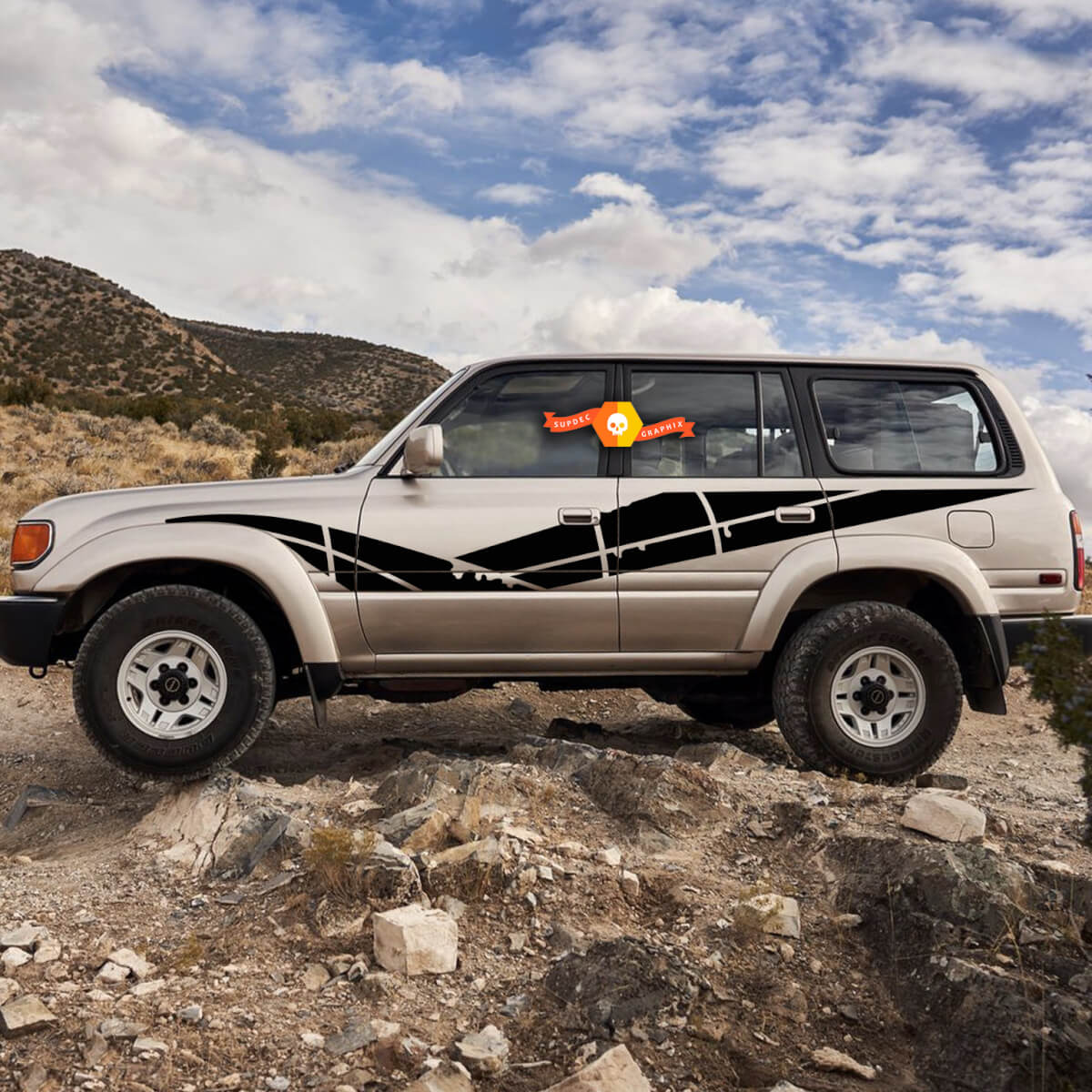 Pair Land Cruiser Side doors Vinyl Decals Stickers for Toyota Splash Land Cruiser TRD