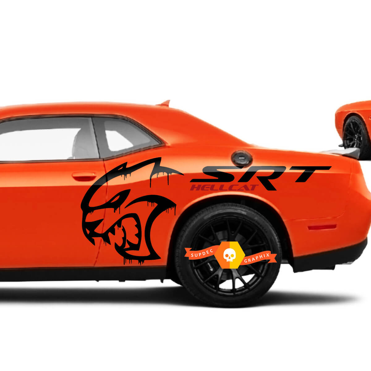SRT Challenger Blood Hellcat Large Quarter Panel Stickers Decals kit with Red Hellcat