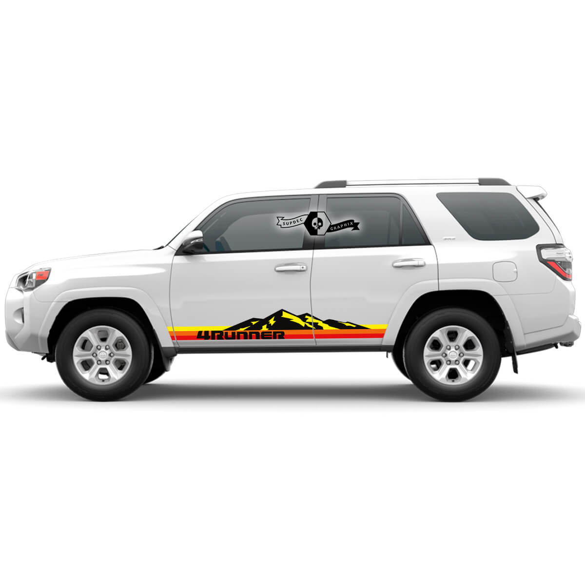 Pair 4Runner 2023 Side Doors Old School Vinyl Mountains Decals stripe Stickers for Toyota 4Runner TRD 