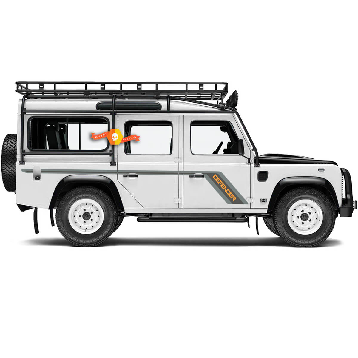 Land Rover Defender 110 -- Custom text - Side doors Sticker Decal For Land Rover Defender 110