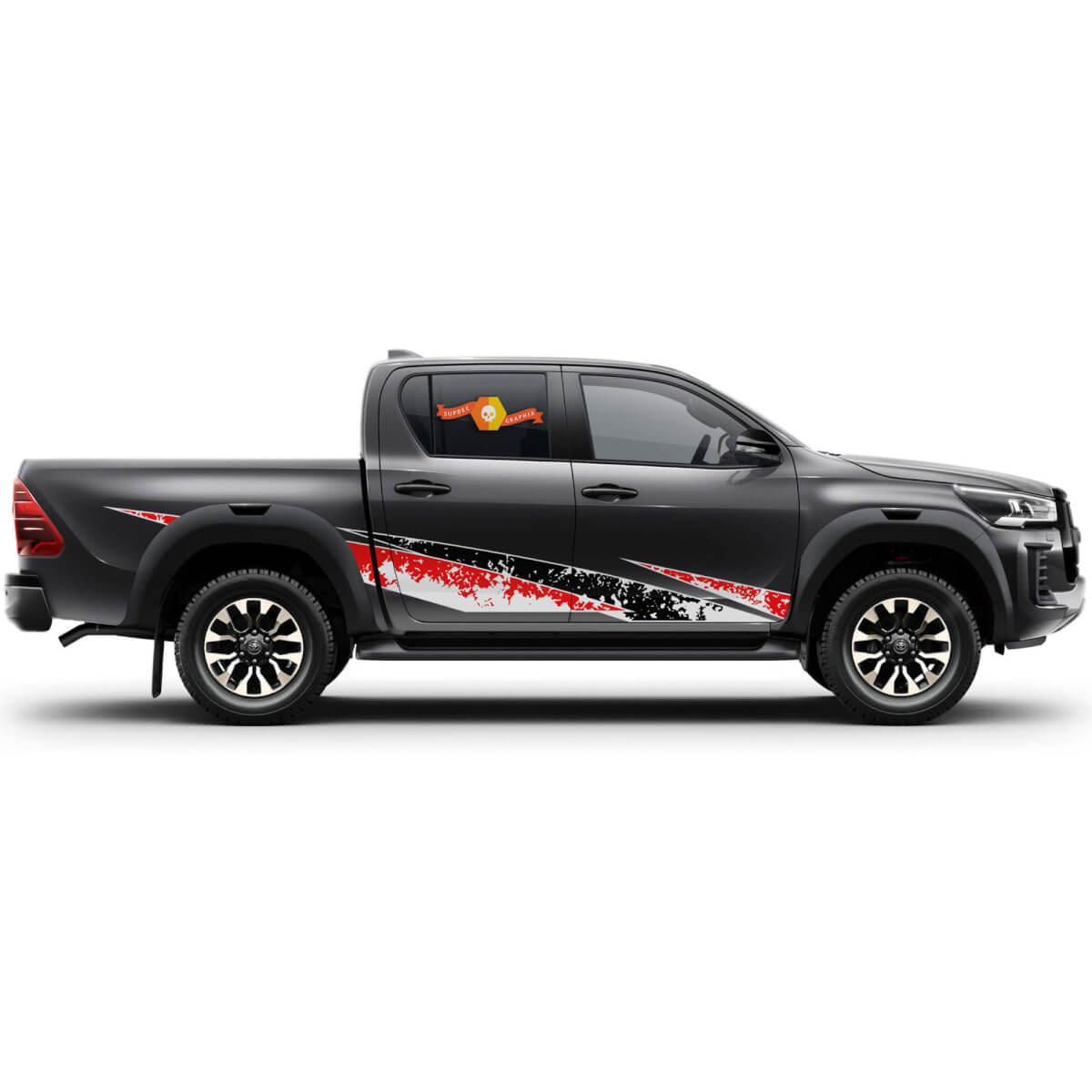 Pair Toyota Hilux 2022 Rally Doors Side Splash Rocker Panel Vinyl Stickers Decal Graphic