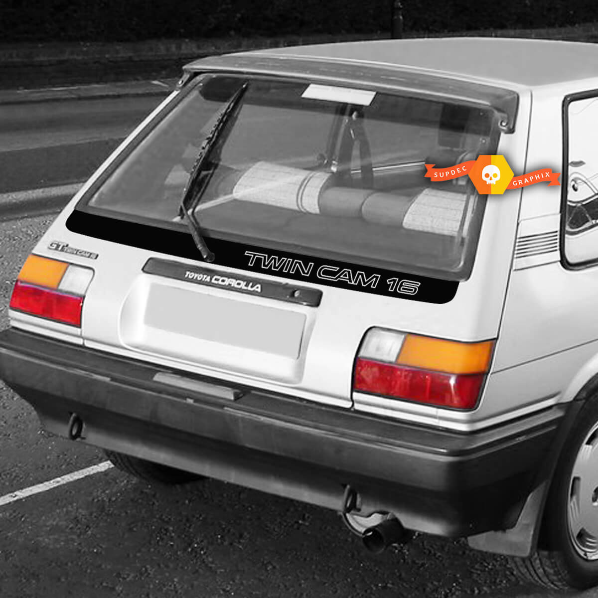 Toyota Corolla AE82 TWINCAM 16 Rear graphics decal sticker