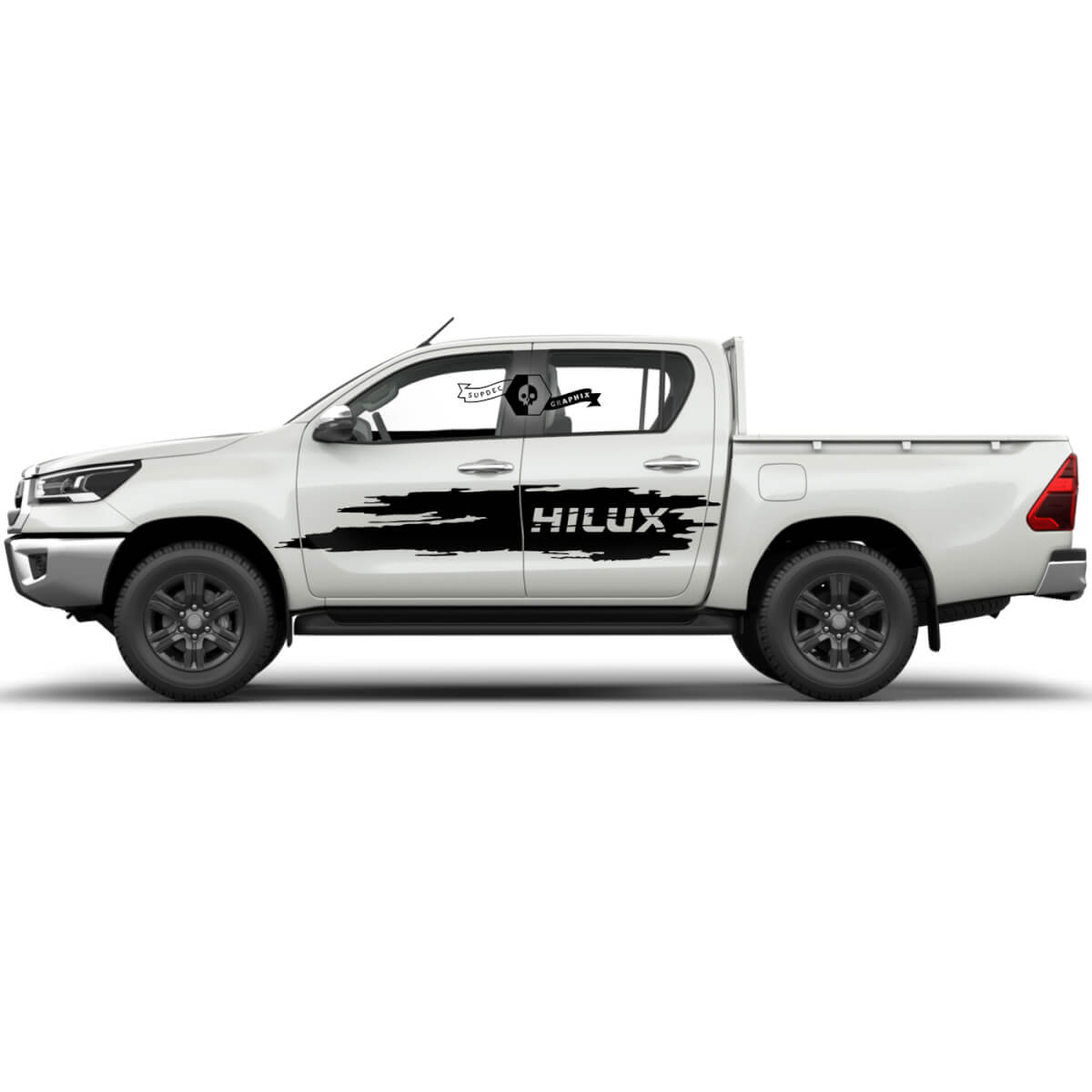 Pair Toyota Hilux 2022 Doors Stripe Side Splash Distressed WRAP Vinyl Stickers Decal Graphic
