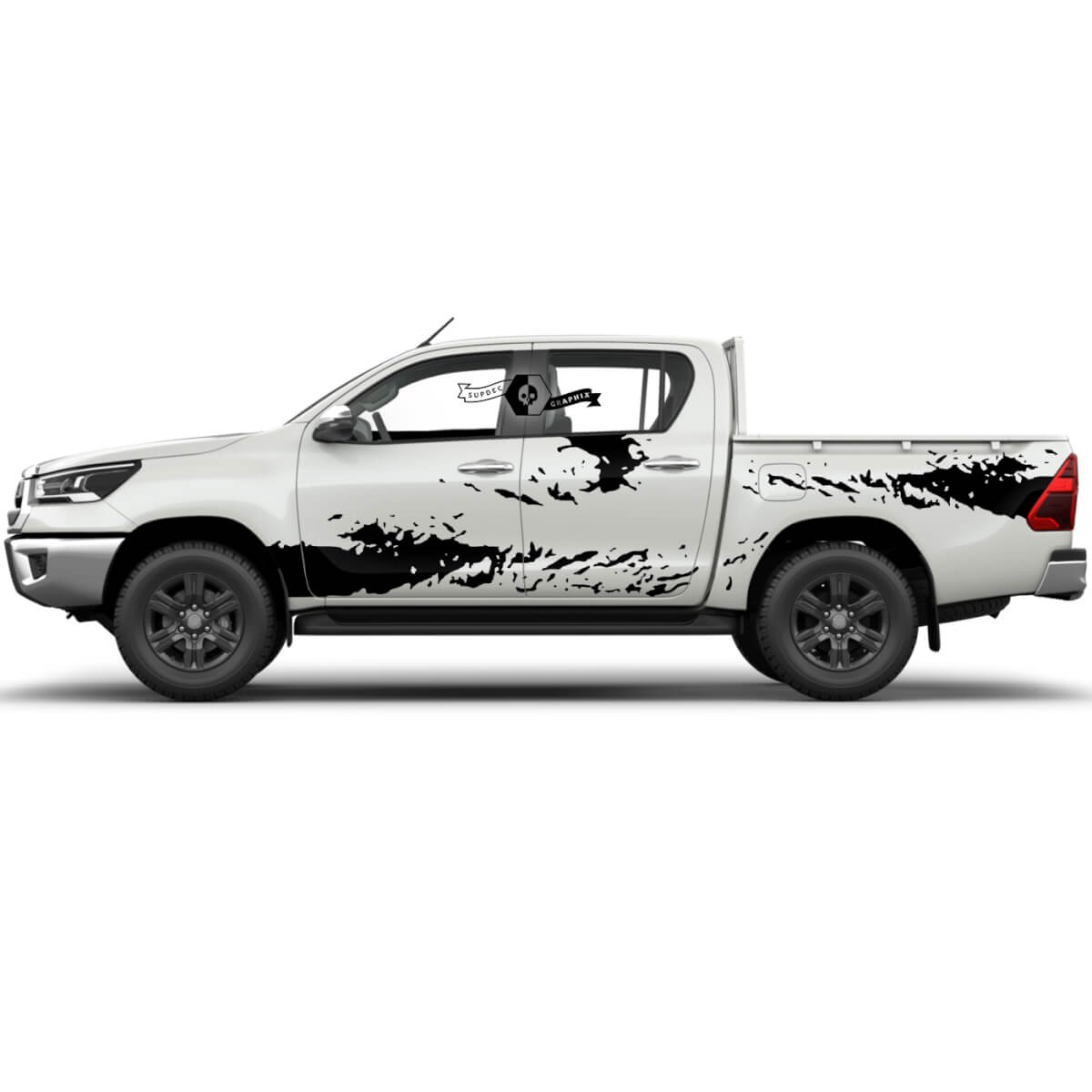 Pair Toyota Hilux 2022 Rally Doors Side Bed Splash Distressed WRAP Vinyl Stickers Decal Graphic