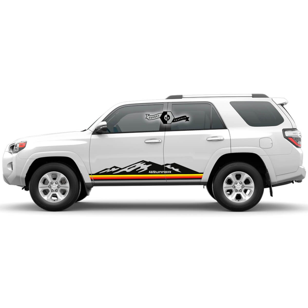2x 4Runner 2023 Side Door Old School Sunset Vinyl Mountains stripe Decals Stickers for Toyota 4Runner TRD 