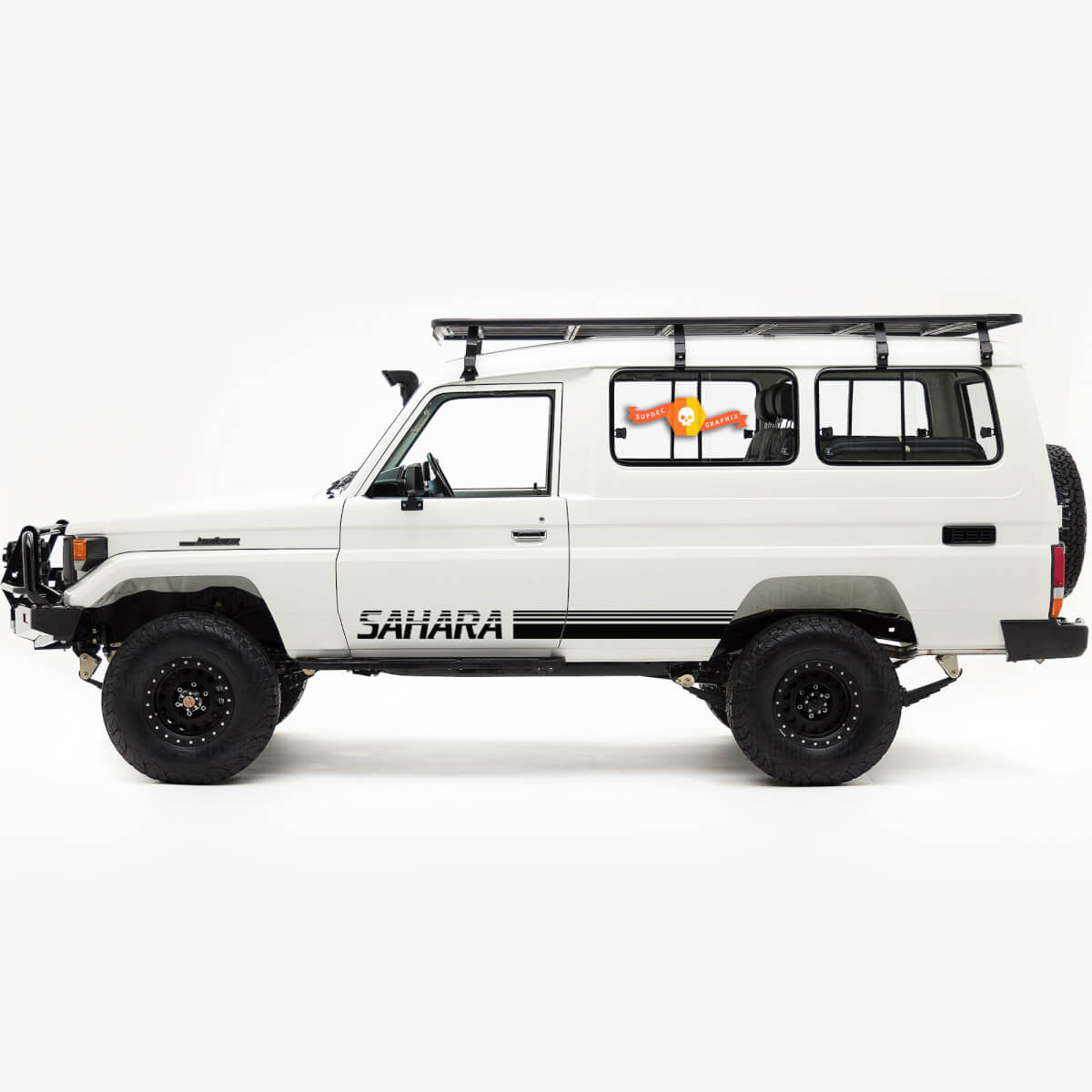Pair TOYOTA Landcruiser SAHARA decals Vintage Series vinyl hood decal sticker 