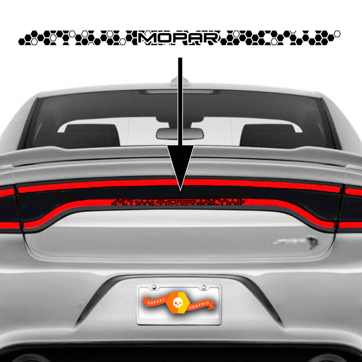 Dodge Charger Taillight Accent Sticker Decal 2015- 2022+   2023+ Honeycomb Hellcat Scat Pack Mopar SRT 392