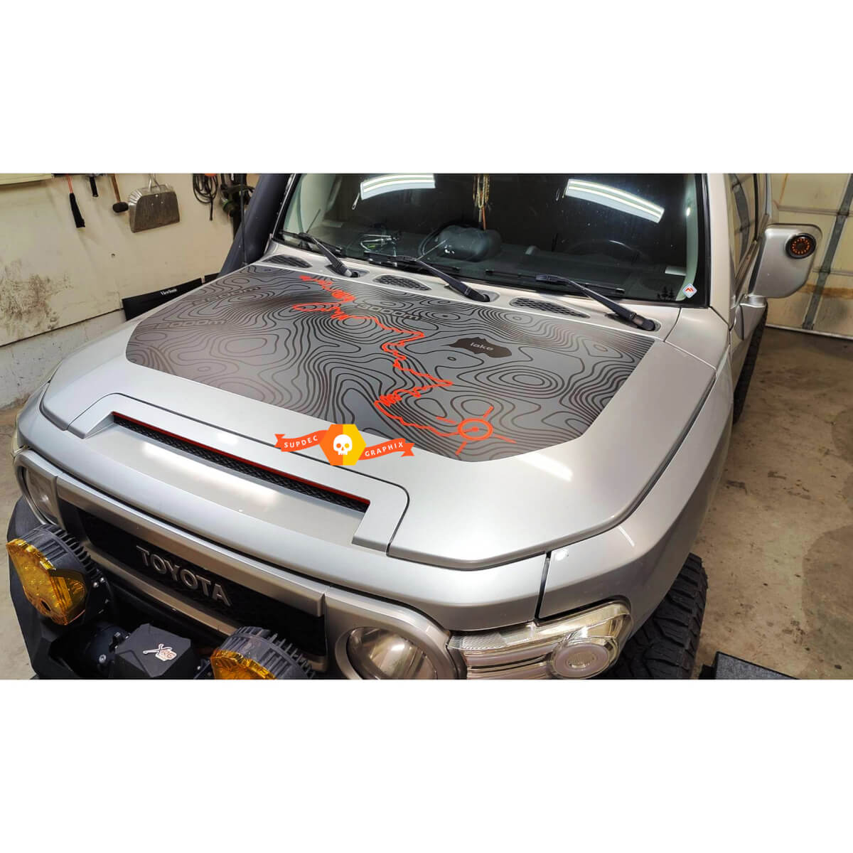 Hood blackout TOPO Pass Topographic Map wrap for Toyota FJ Cruiser Sticker Decal