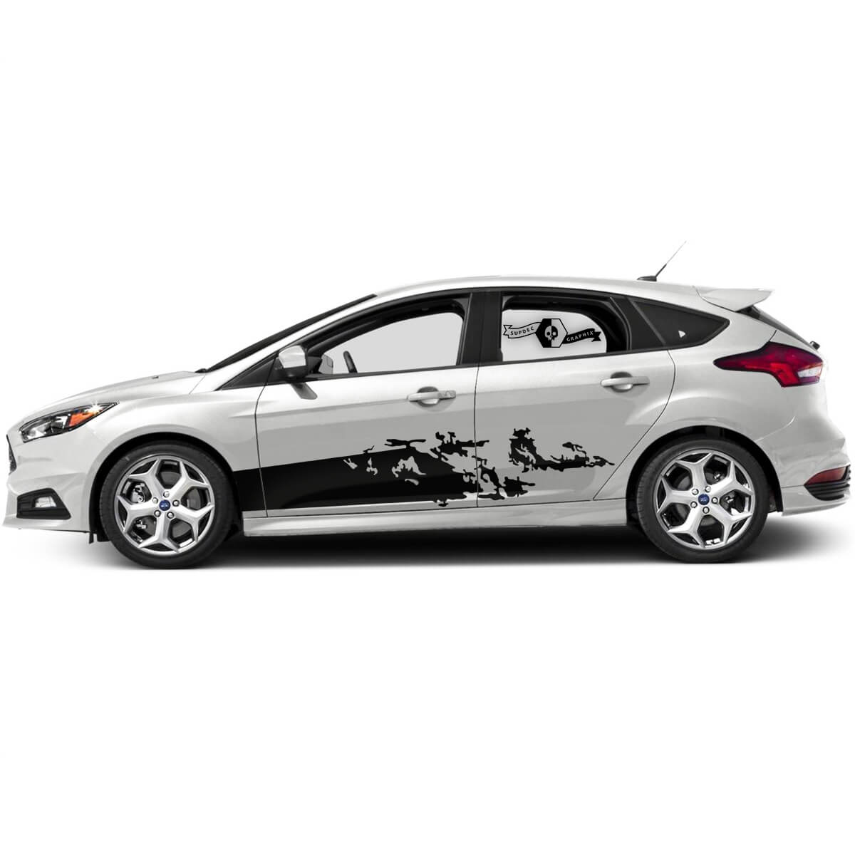 Pair Ford Focus st WRAP Side Door Rocker Panel side stripes Stickers Decals Graphic Kit