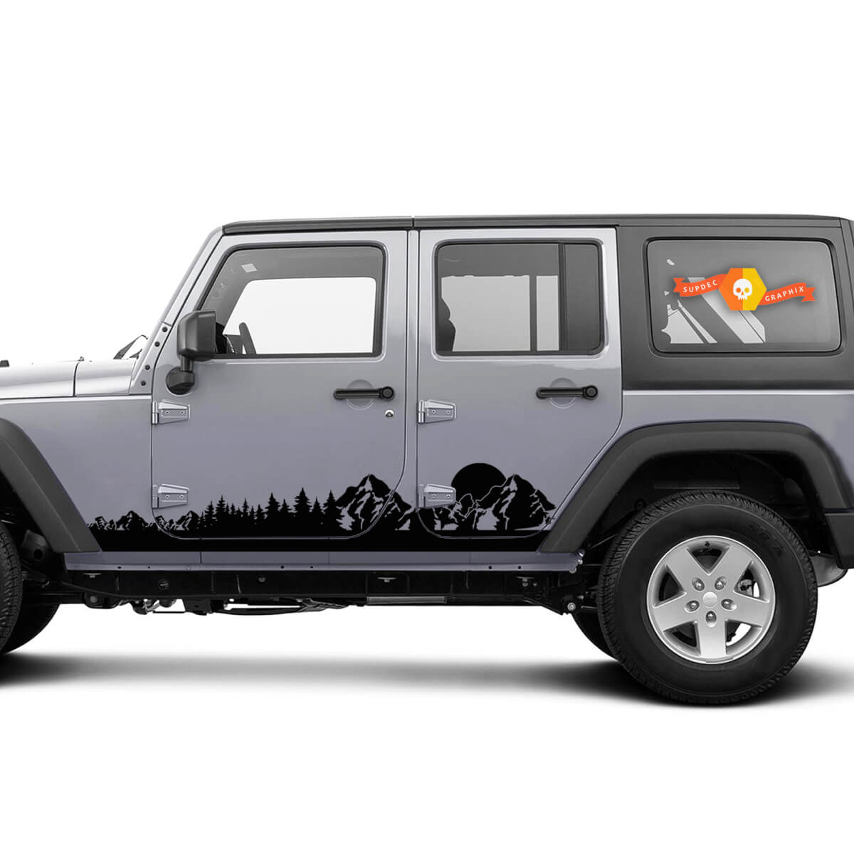 Jeep Sticker Decal | WRANGLER JK JL Sun Gladiator Side Door Fender Window Rocker Panel Mountain Sticker Decal 