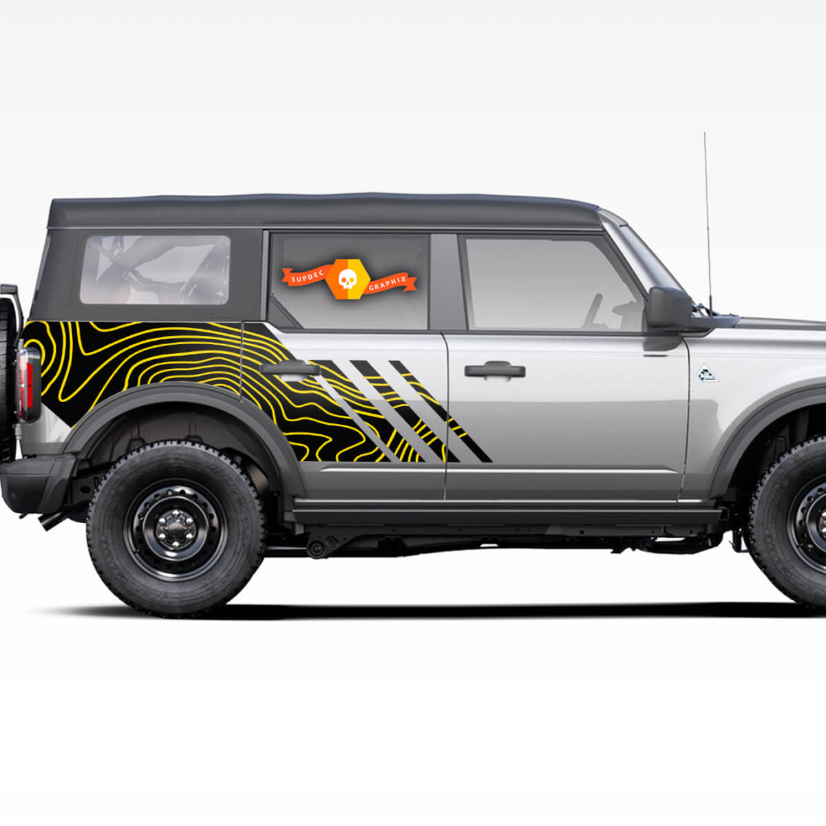 Topographical Map Custom Side Door Decals Stickers for Ford Bronco 2 colors
