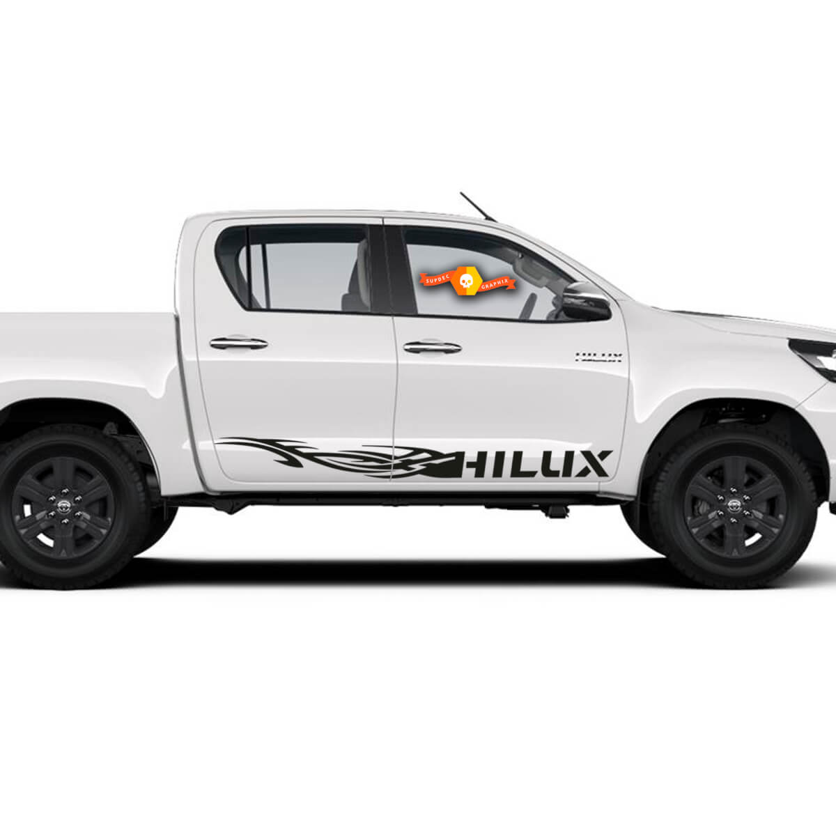 Pair Toyota 2016 - 2021 TOYOTA HILUX Side Rocker Panel Racing Vinyl Sticker Decal Graphic