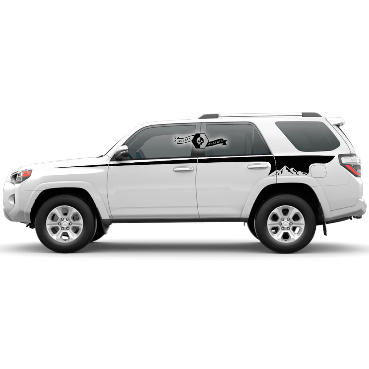 2x 2023 4Runner Side Doors retro Mountains Vinyl old school Decals stripe Stickers for Toyota 4Runner TRD