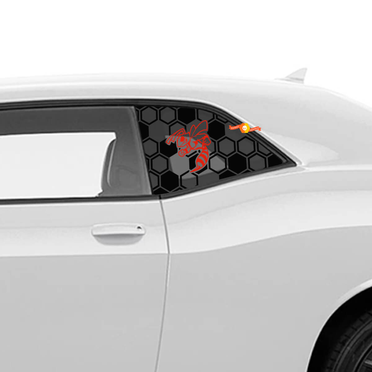 Honeycomb Hornet Decal Sticker for Dodge Challenger Side Quarter Window