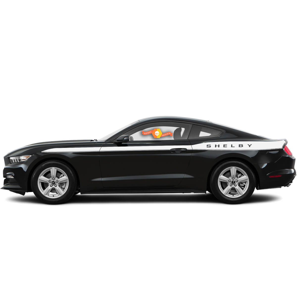 Pair Ford Mustang 2015-2017 Shelby Custom Logo Side Stripe Vinyl Decal Sticker Graphic Kit