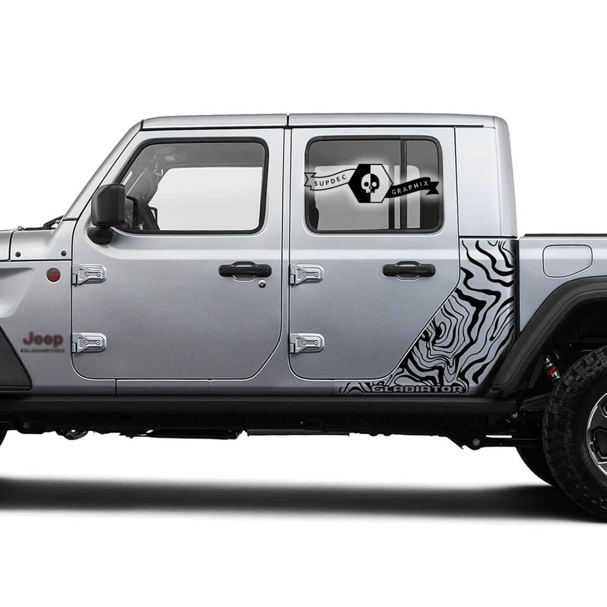 Jeep Gladiator Side Contour Map Body Vinyl Graphic Stripes Kit 2018-2021