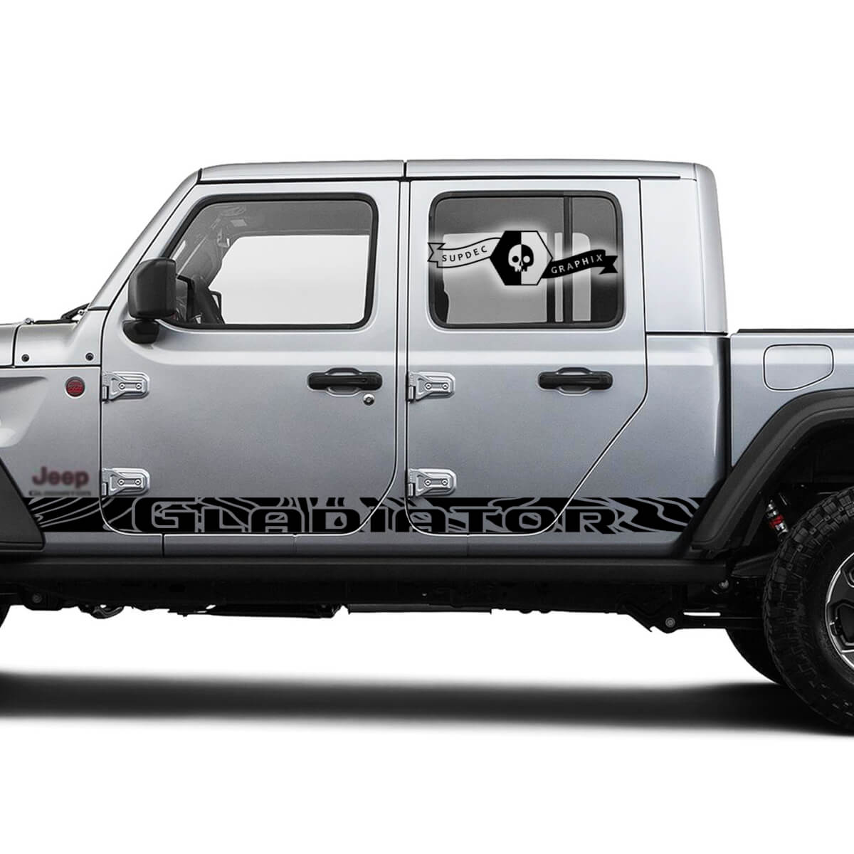 Pair Jeep Gladiator Side Rocker Panel Racing Contour Map Doors Vinyl Graphic Stripes Kit 2018-2021