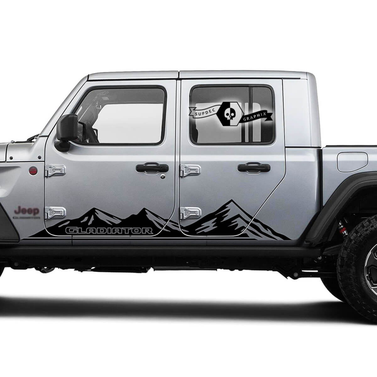 Pair Jeep Gladiator Side Rocker Panel Racing Mountains Doors Vinyl Graphic Stripes