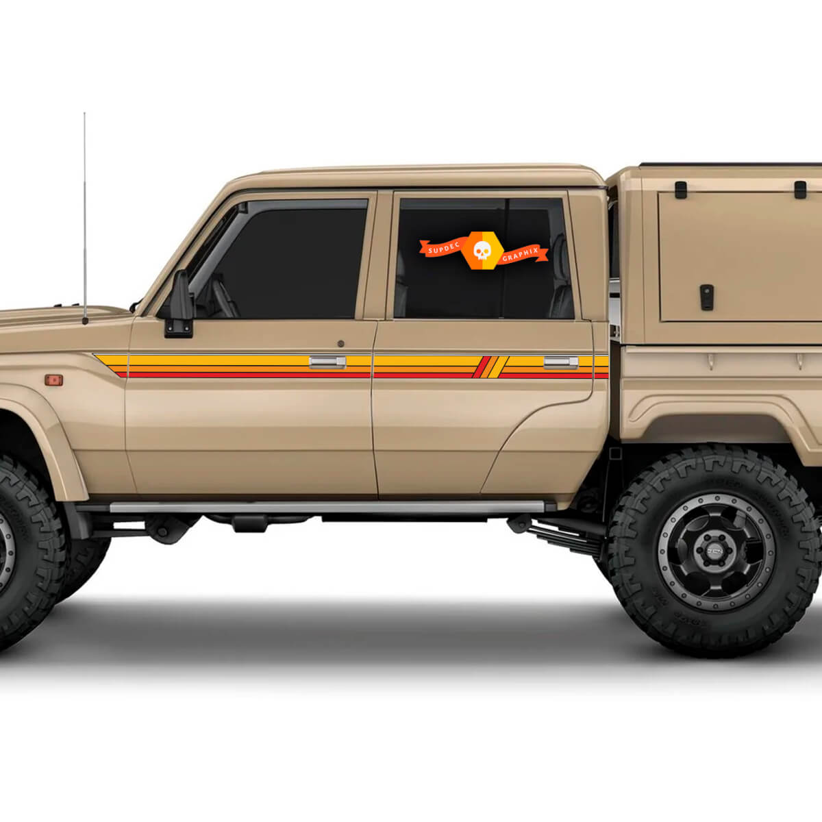 2 TOYOTA Land Cruiser LANDCRUISER Cab LC79 Stripes RED EARTH Colors Sunset Graphics Stripes