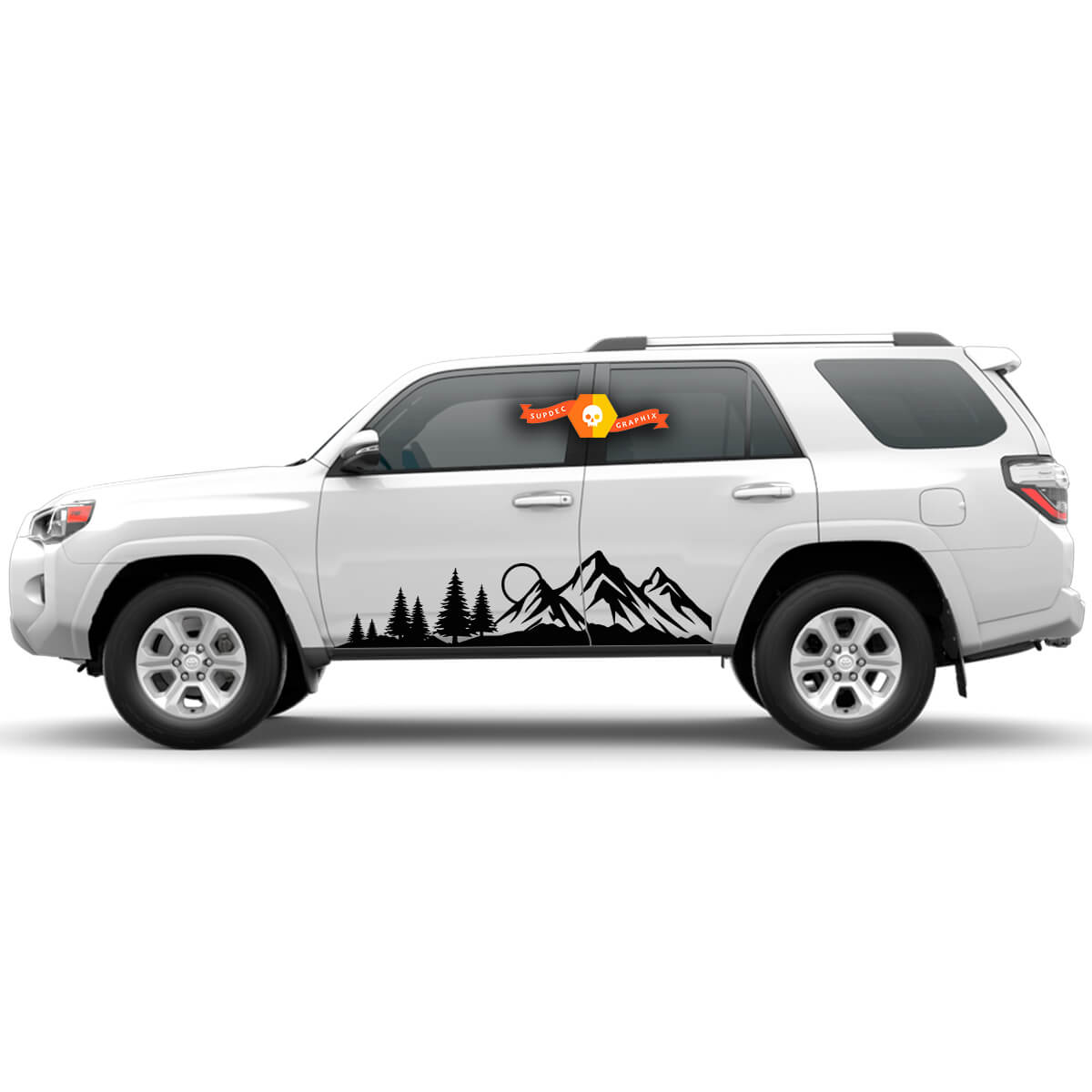 Pair 4Runner 2023 Side Doors USA Flag Vinyl Mountains Forest Decals stripe Stickers for Toyota 4Runner TRD 