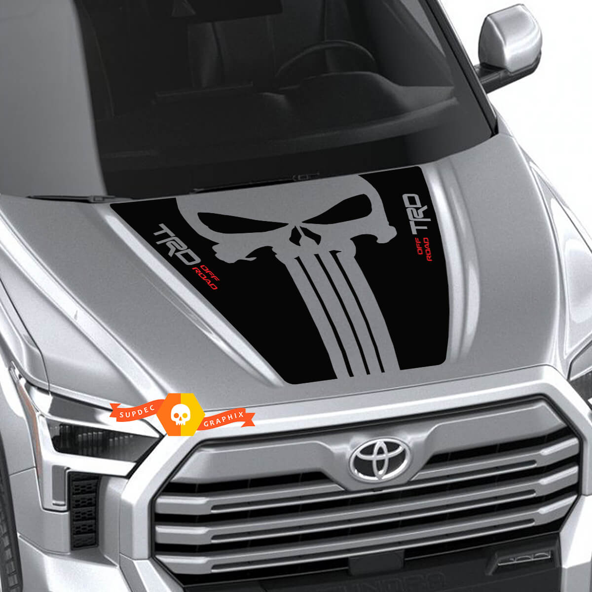 New Toyota Tundra 2022 Hood TRD SR5 Off Road Punisher Wrap Decal Sticker Graphics SupDec Design