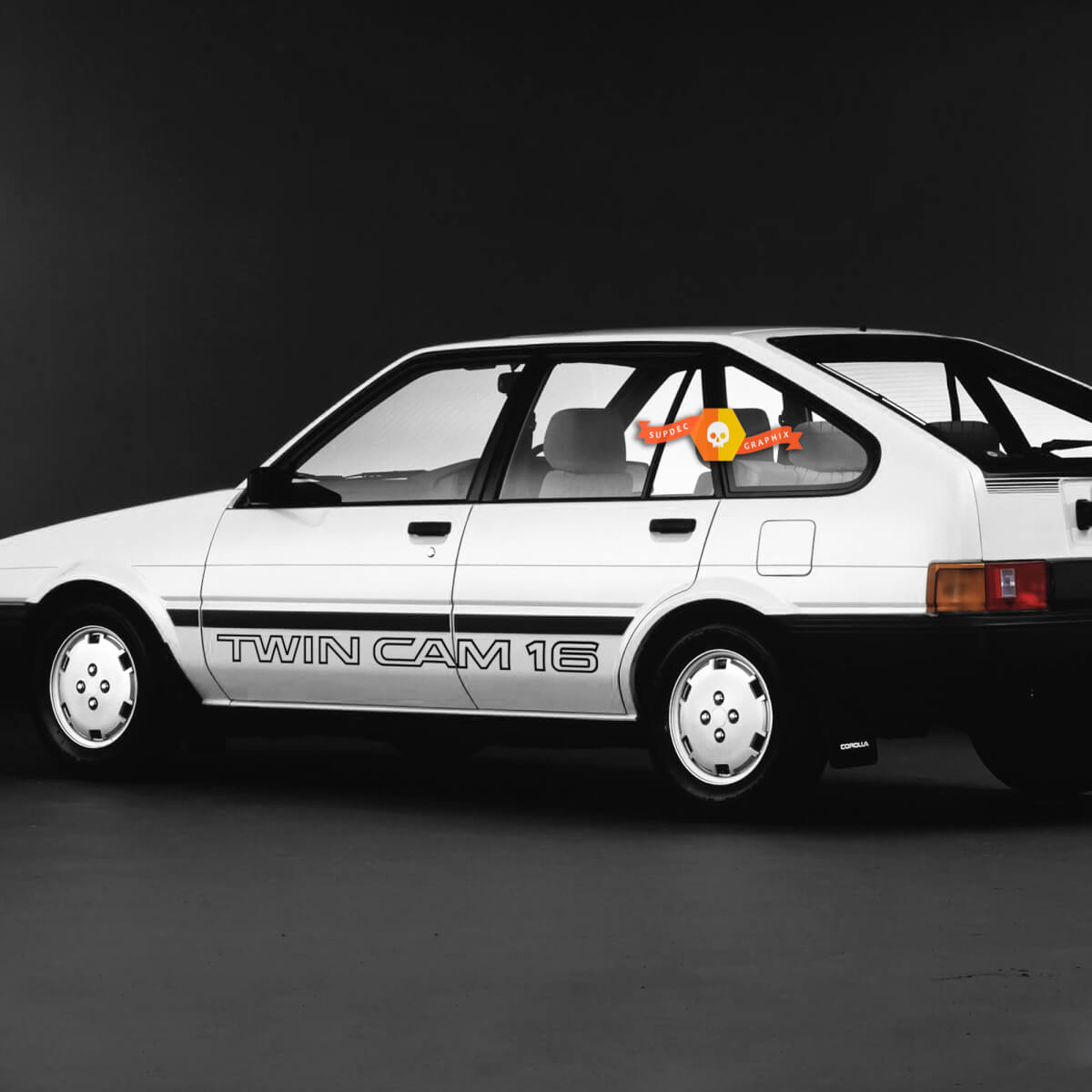 Toyota Corolla AE82 TWINCAM 16 side door graphics decal sticker