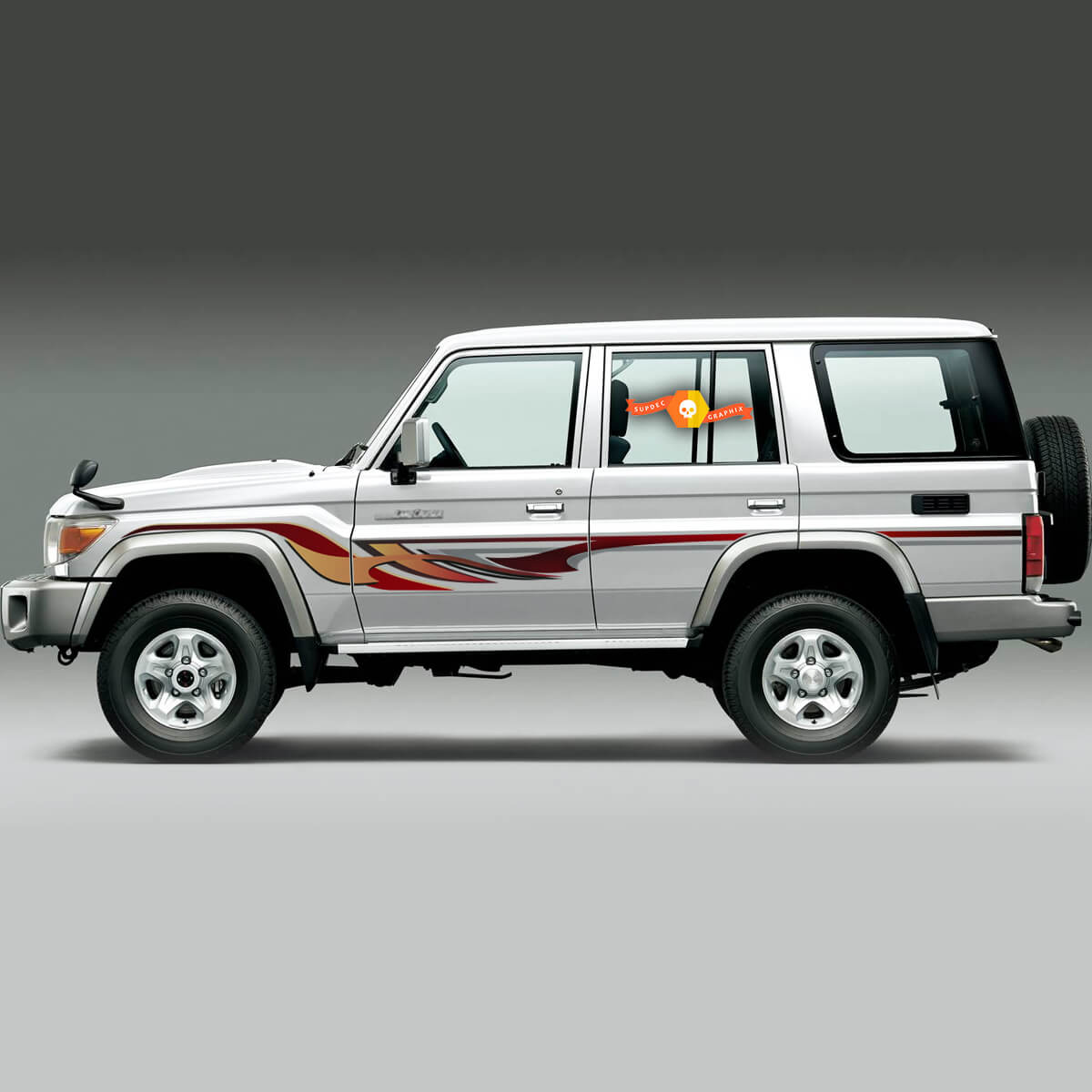 Toyota Landcruiser Troopy Land Cruiser 76 Series SAHARA Doors Retro Old School Side Retro Vintage Graphics Stripes 