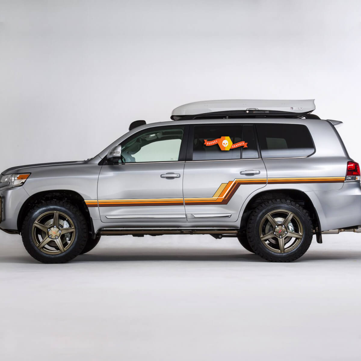 Toyota Landcruiser Troopy Land Cruiser 200 Series Z Style Doors Retro Old School Side Retro Vintage Graphics Stripes 