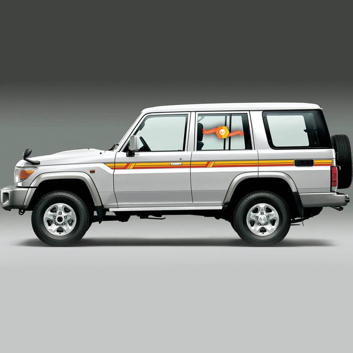 Toyota Landcruiser Troopy Land Cruiser J78 Series OUTBACK Doors Retro Old School Side Vintage Graphics Stripes 
