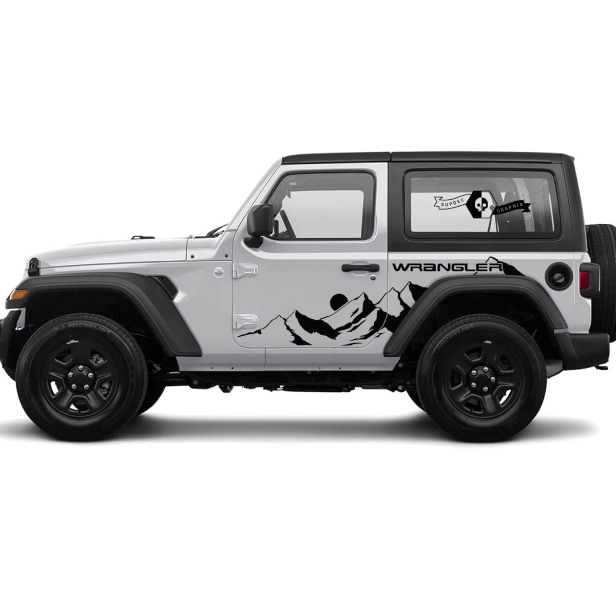 2 New JEEP Wrangler ଦ୍ୱାର ଡିକାଲ୍ ଷ୍ଟିକର୍ ମୁନ୍ Mountains side Graphics ଡିକାଲ୍ ଷ୍ଟିକର୍
