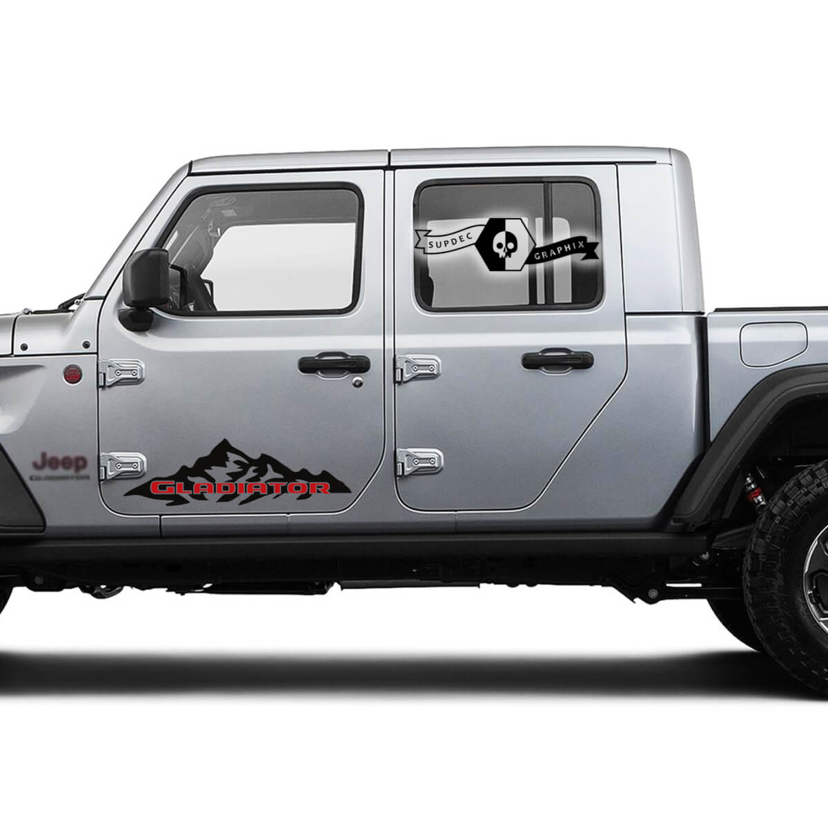 Pair Jeep Gladiator Door Mountains Two Colors Vinyl Graphics Decal Sticker