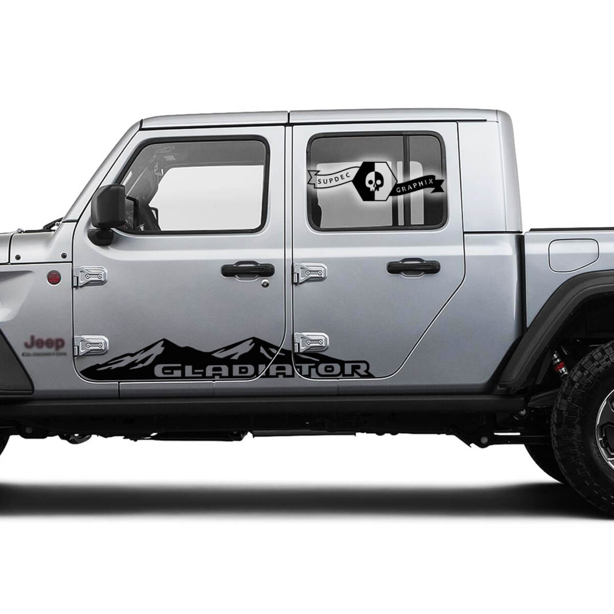Pair Jeep Gladiator Doors Mountains Big Vinyl Graphics Decal Sticker