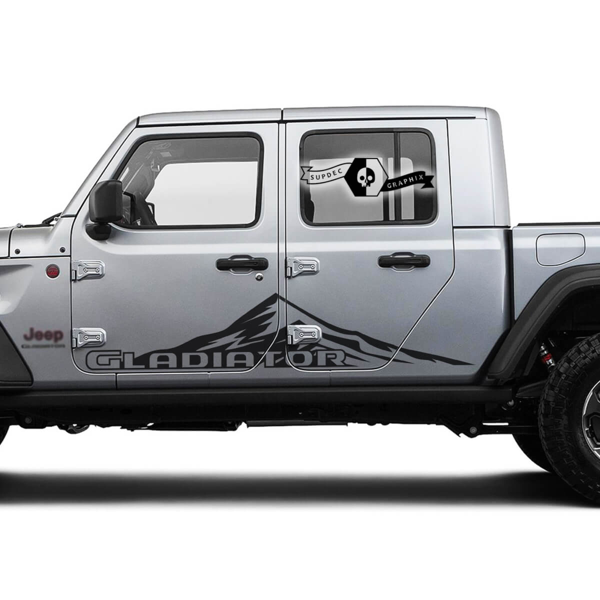 Pair Jeep Gladiator Doors Mountains Huge Vinyl Graphics Decal Sticker