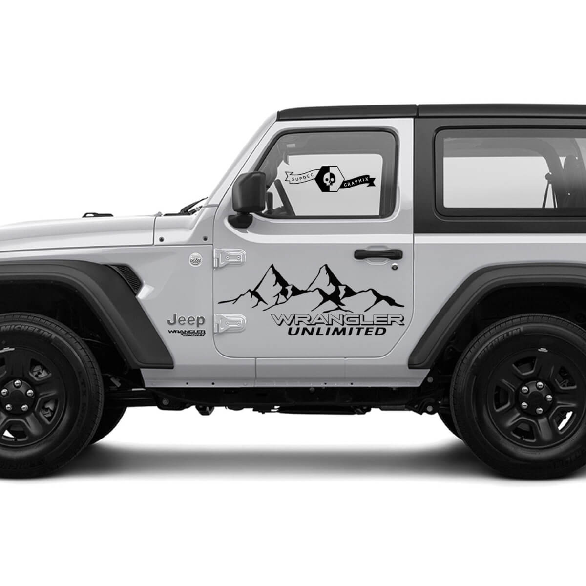 2 New JEEP Wrangler Unlimited Door Decal Sticker 4x4 off-raod Mountains side Graphics Decal Sticker