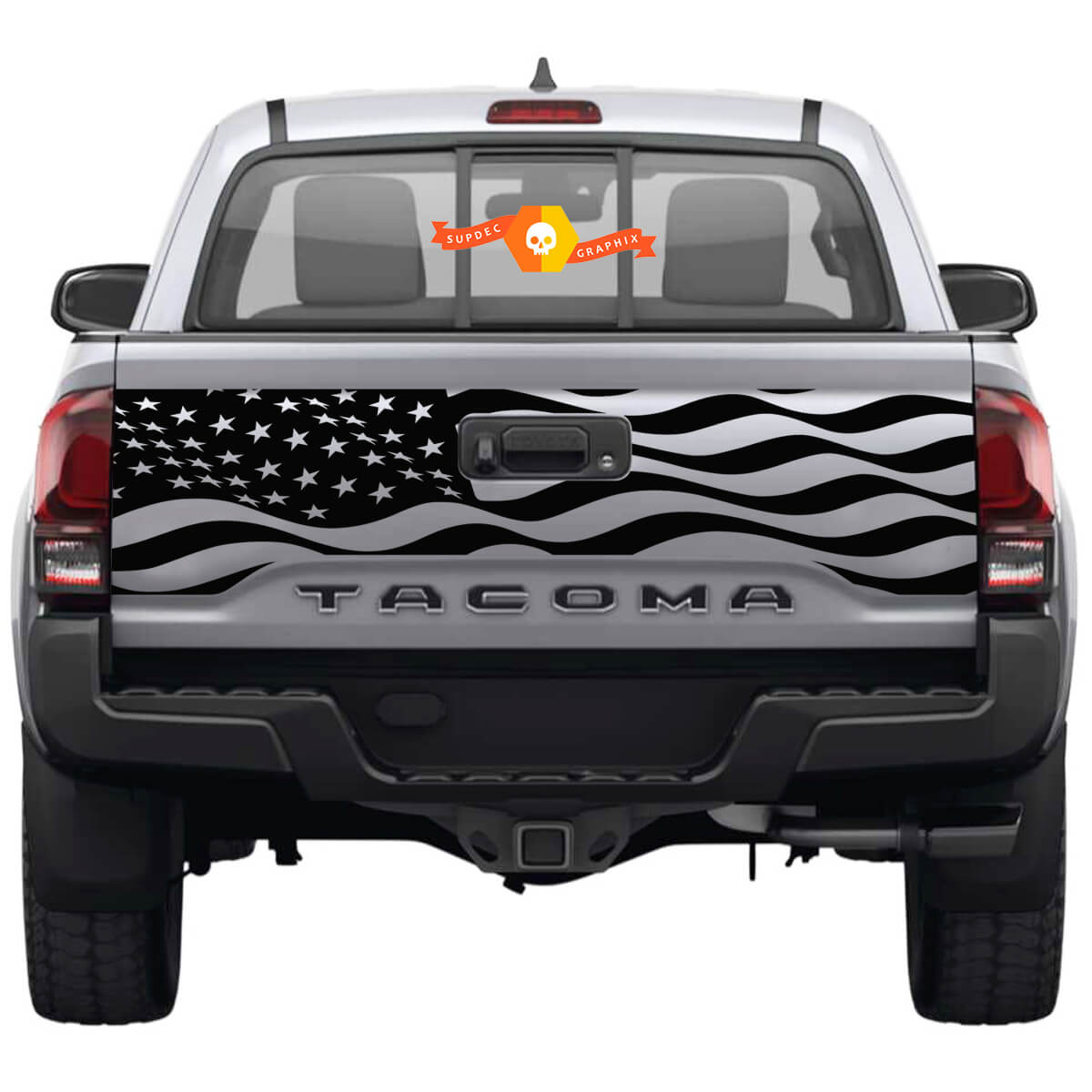 Tailgate USA Flag Rear Sticker Decal For Toyota Tacoma Third generation 2015-2022 SupDec
