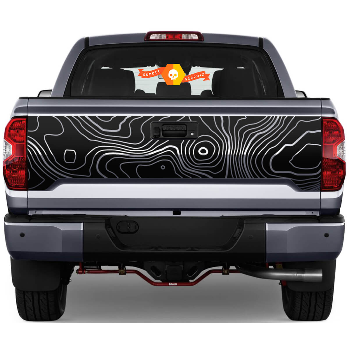 Tailgate Topographic Map Rear Sticker Decal For Toyota Tacoma Third generation 2015-2022 SupDec 1