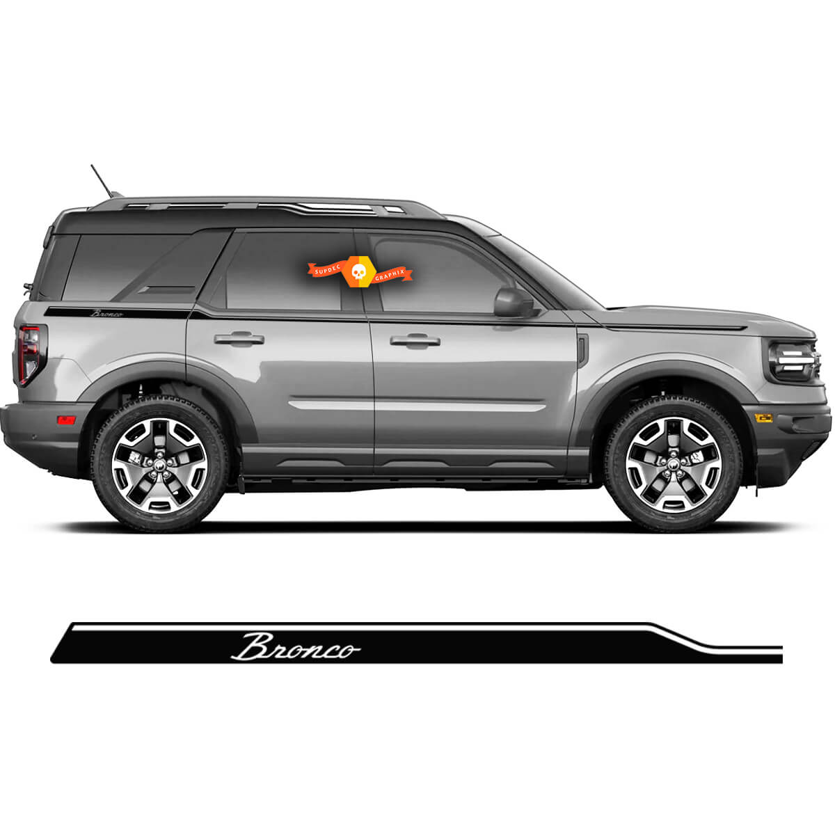 Pair of Bronco Retro Doors Thin Up Accent Line Trim 4-door Side Stripe Decals Stickers for Ford Bronco 2021

