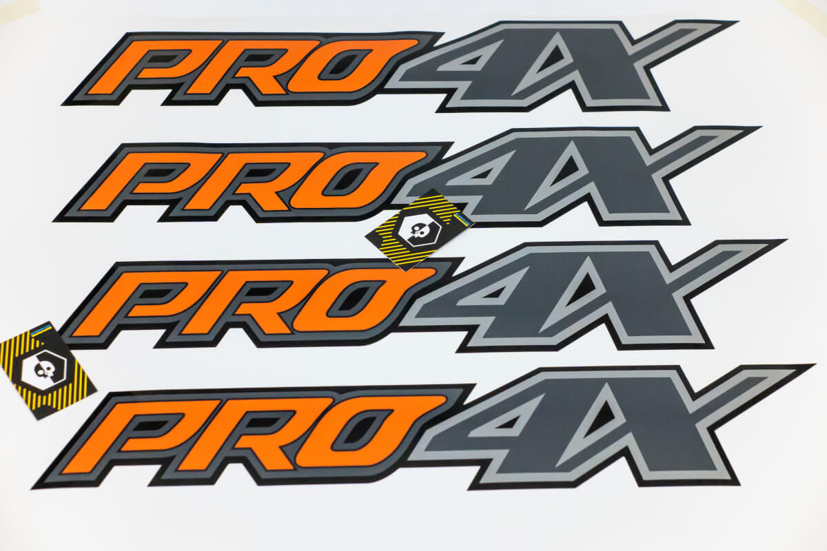 Pair Nissan Titan PRO 4X vinyl decal sticker supdec Grey and Orange