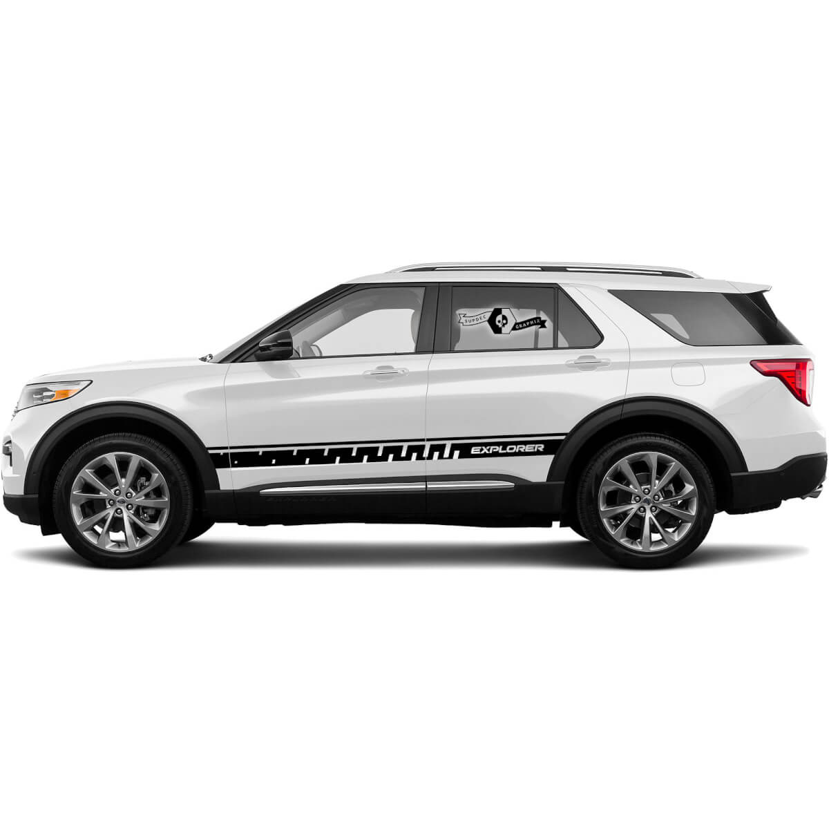 2x FORD EXPLORER ପକାର ଦ୍ୱାର ପ୍ରଦର୍ଶନ ଡିକାଲ୍ସ ଷ୍ଟ୍ରିପ୍ ଲଗୋ ଗ୍ରାଫିକ୍ସ ଭିନ୍ୟଲ୍ ଉଚ୍ଚ ଗୁଣାତ୍ମକ
