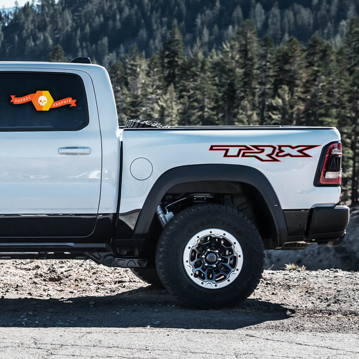 Pair Dodge Ram Rebel 2022+   2023+ 1500 TRX Bed 2 Colors TRX Truck Vinyl Sticker Decal Graphic