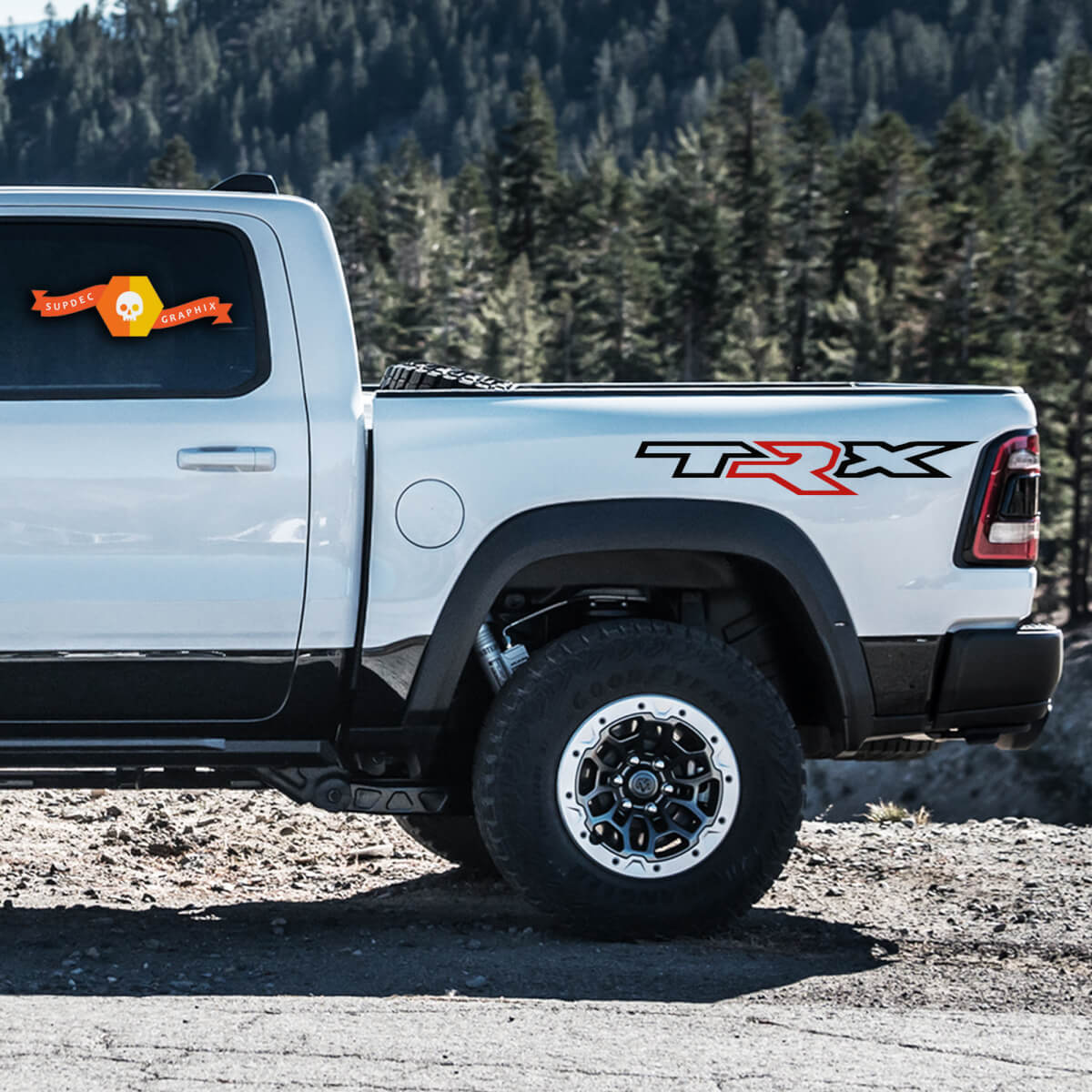 2x Dodge Ram Rebel 2022+   2023+ 1500 TRX Bed 2 Colors TRX Truck Vinyl Sticker Decal Graphic