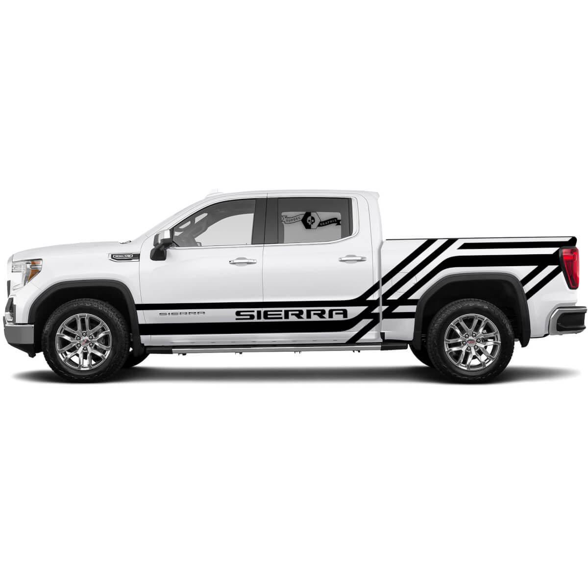 2x Side Stripes Decal For 1500 Gmc Sierra Rocker Panel Bed Side SPLASH Vinyl Stickers Decal Graphic Kit