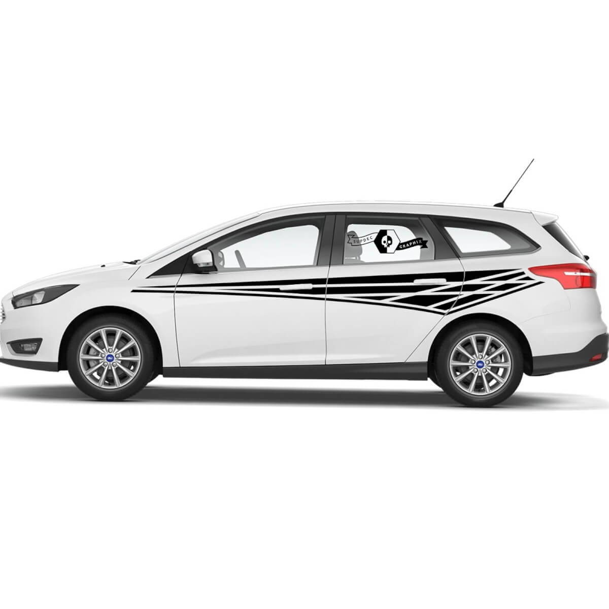 Pair Ford Focus Modern Side Doors geometric shapes Wrap Stickers Decals Graphic Kit