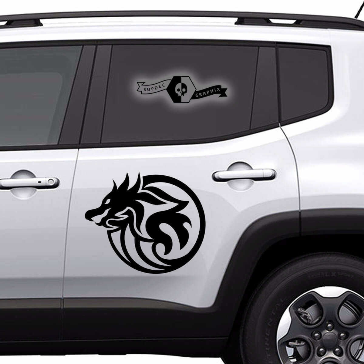 Pair Any Car Logo Modern Door ANIMALS Dragon New Side Doors stripes Stickers Decals Graphic Kit
