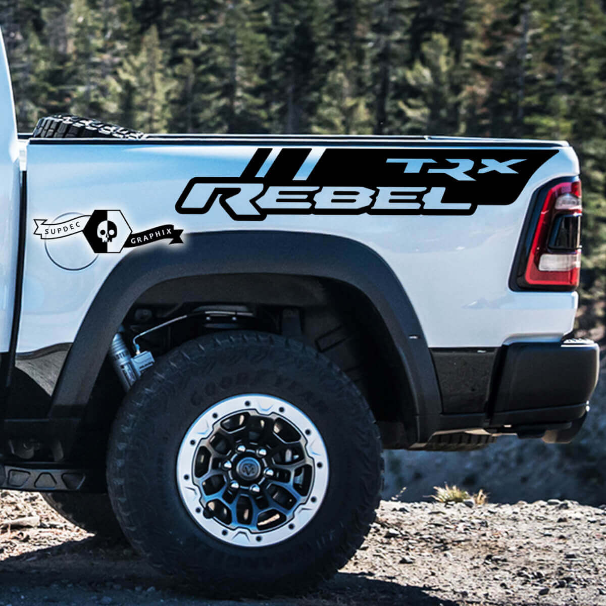 2x Dodge Ram TRX Rebel 2022+   2023+ 1500 Bed Side TRX Truck Vinyl Stickers Decals Graphic