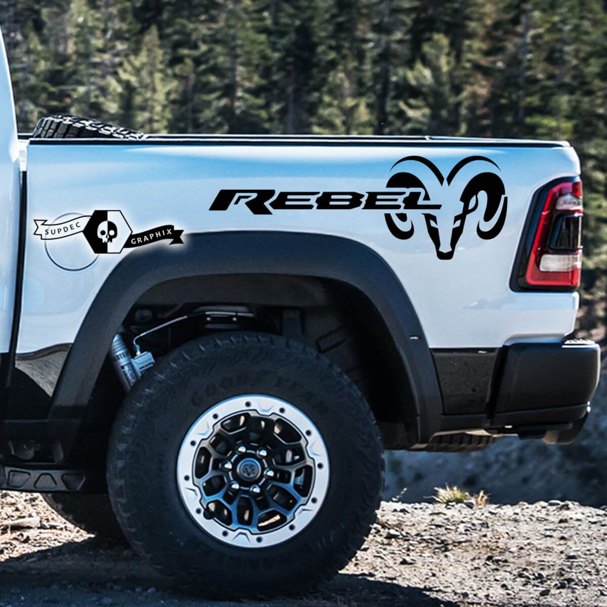 2x New Dodge Ram TRX Rebel 2022+   2023+ 1500  Bed Side TRX Rebel  Truck Vinyl Sticker Decal Graphic