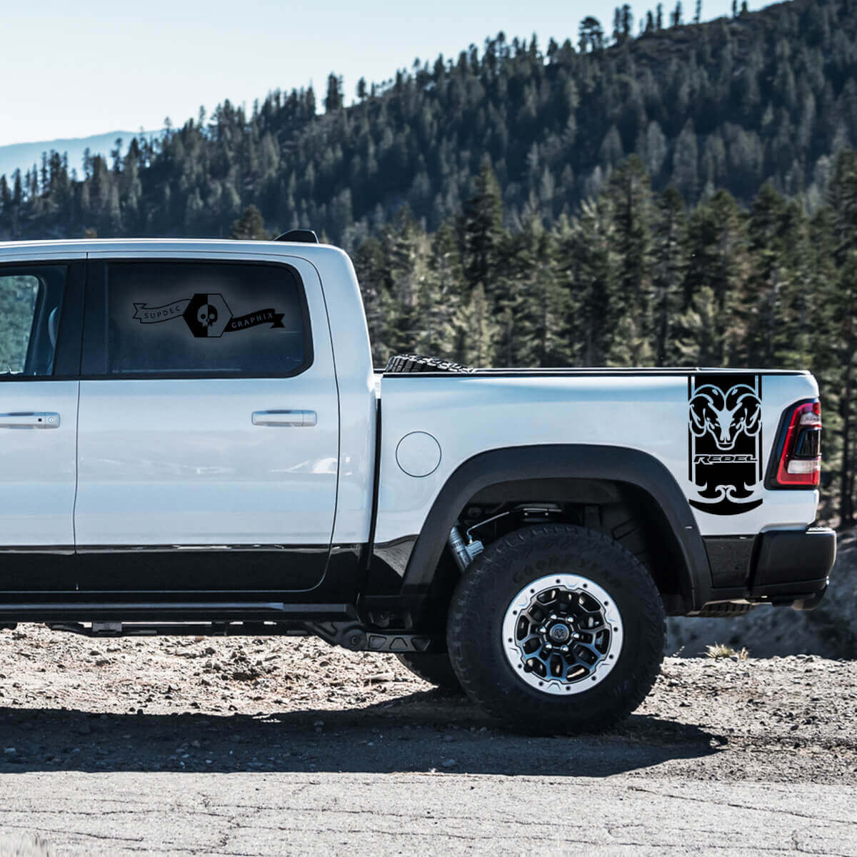 Pair Dodge Ram TRX Rebel 2022+   2023+ 1500   Bed Side TRX Rebel  Truck Vinyl Stickers Decals Graphics